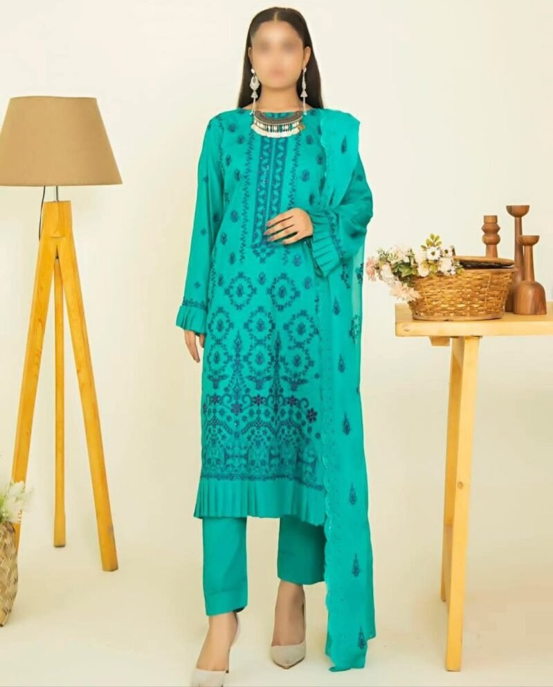 Embroidered Viscose by Laiba | Aqua Green