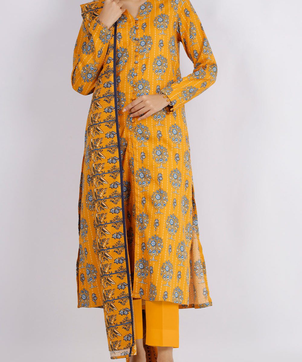 Unstitched Printed 3Pcs by Saya | Jacquard Khaddar