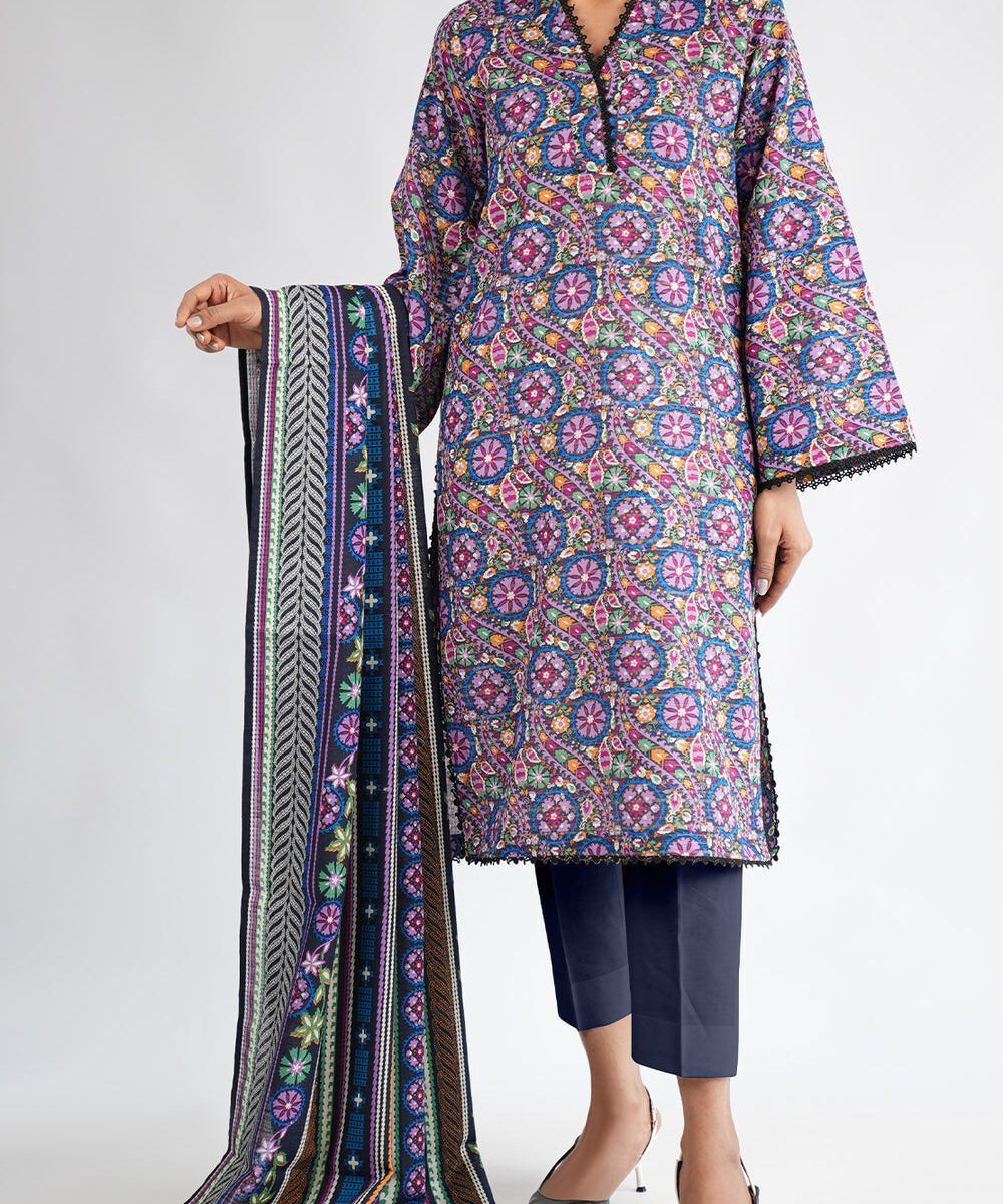 Unstitched Printed 3Pcs by Saya | Cotton Khaddar