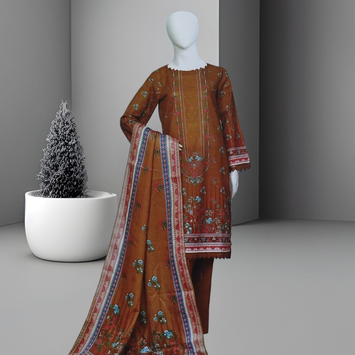 Printed 3Pcs by Aleez | Metallic Khaddar