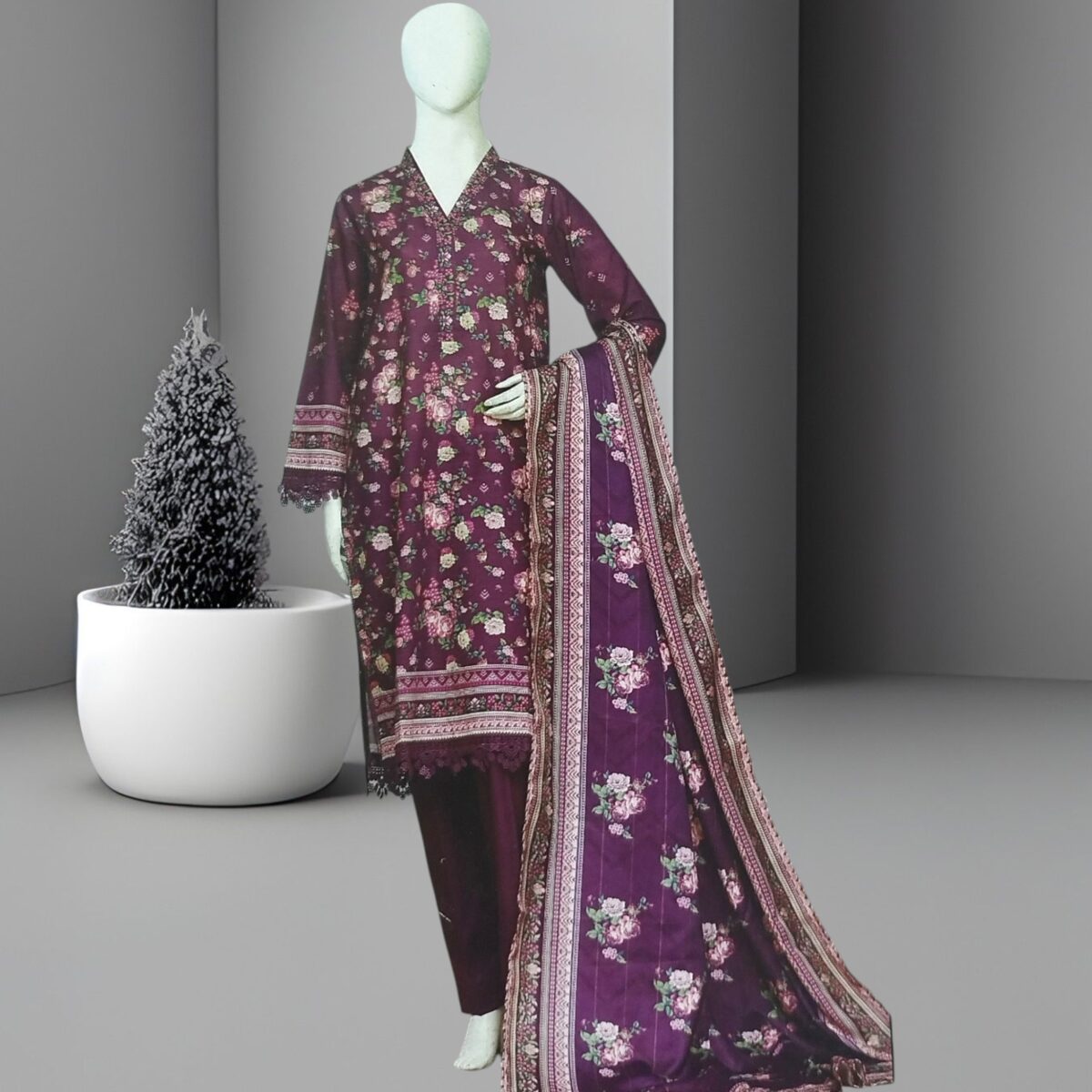 Printed 3Pcs by Aleez | Slub Khaddar